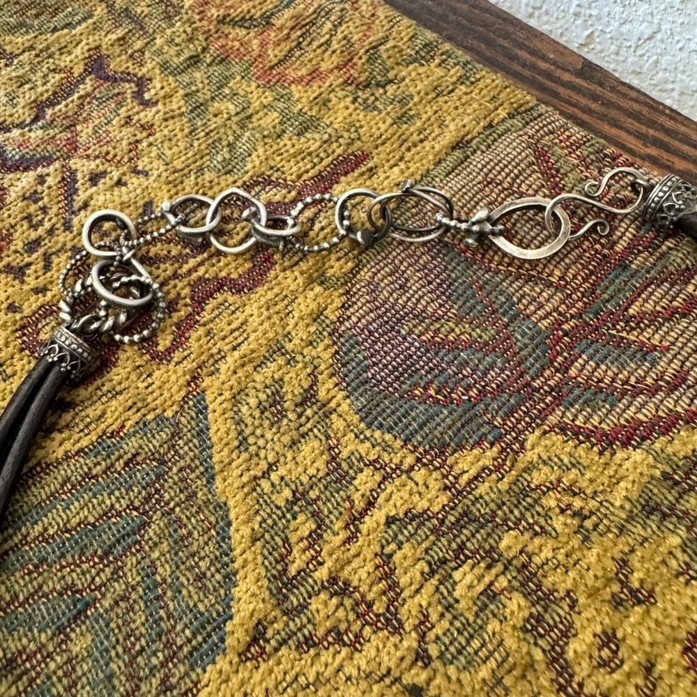 Sterling silver / substantial Druzy  Heart leather choker - Picture 7 of 14